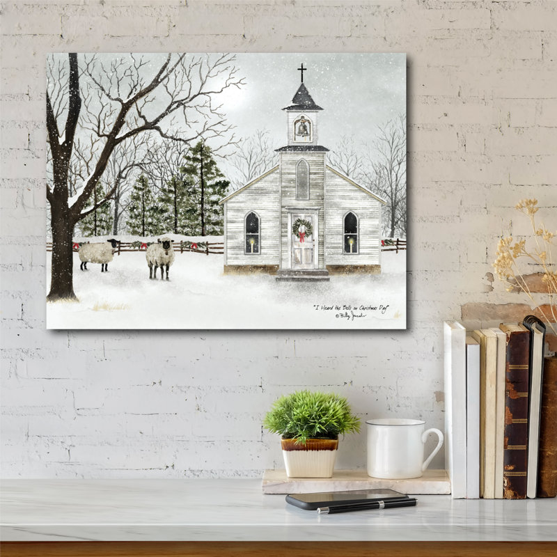 Christmas Chapel - reproduction sur toile tendue, H 16 po x l 20 po x 1,5 po