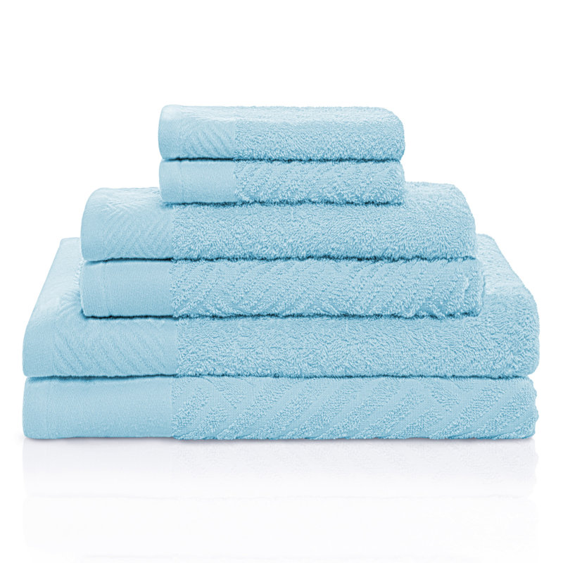 Aldin 6 Piece Certified Certified Egyptian Cotton Towel Set, Sky Blue