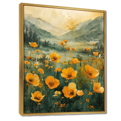 Reproduction d'art murale jaune jaune vert Sunlit Meadow III - Bouton d'or