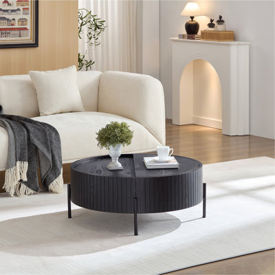Table basse ronde avec rangement Table d'appoint moderne pour le salon et la chambre à coucher