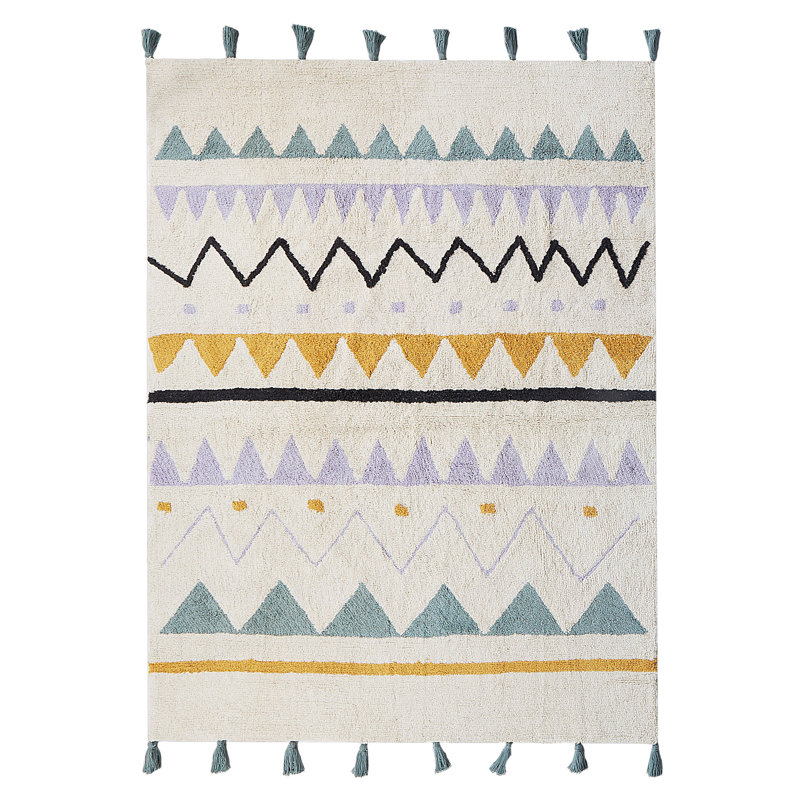 Maylin Geometric Cotton Hand Tufted 140cm X 200cm Area Rug