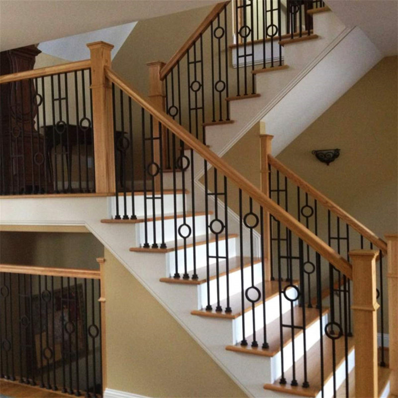 Satin Black Modern Double Ring Iron Stair Balusters Set