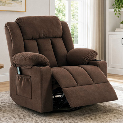 Latitude Run® Swivel Rocker Recliner Chair with Massage and Heat