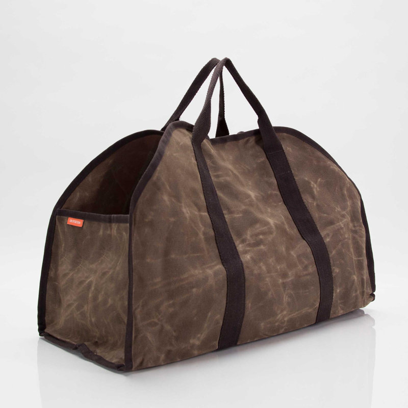 Porte-bûches ciré, Olive