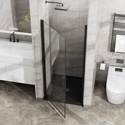 Porte de douche pivotante en verre trempé de 1/4 po d'épaisseur Goodony