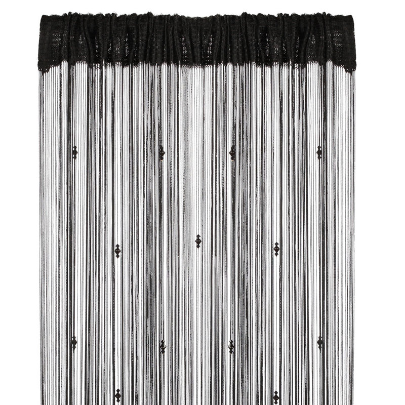 Panneau de rideau simple semi-diaphane avec passe-tringle Pikus, Noir