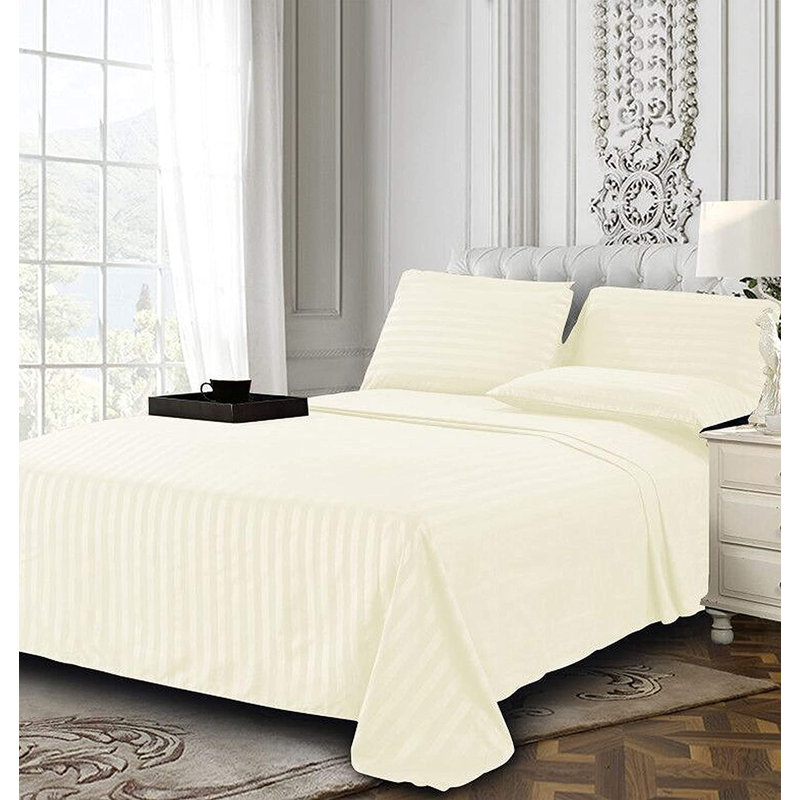 Microfiber Sheet Set, King Sheet Set + Fitted Sheet + 4 Pillowcases, Cream