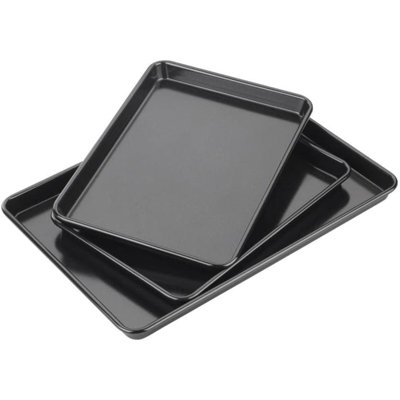 Mantraraj Non-Stick 3 Piece Set Cooking and Roasting Professional Gauge Baking Trays 