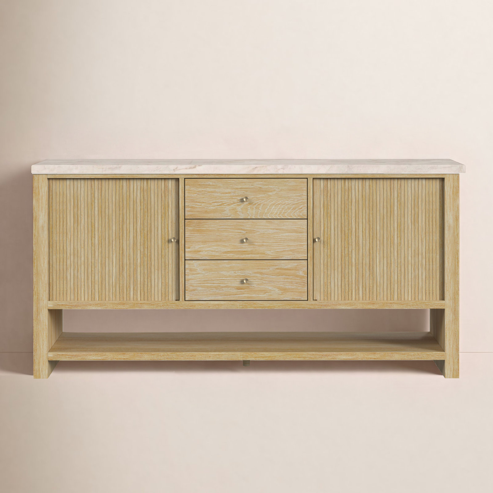 Marigot 72" Carrara Marble Double Bathroom Vanity, Tajnar Eclos, 8" Widespread