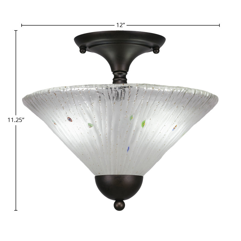 Semi-Flush 2 Bulbs With 12" Glass, Frosted, Bronze