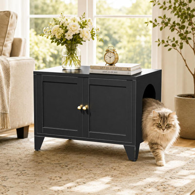 Enclos en métal pour bac à litière pour chat Mikenlee 28"L x 18"l x 21"H – Résistant aux chiens