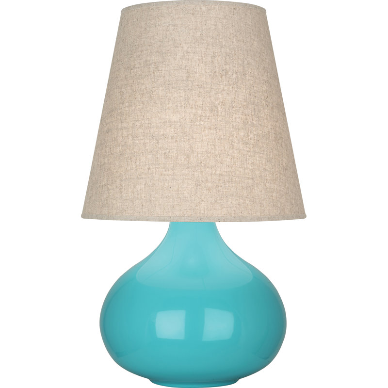 June 24" Table Lamp, Egg Blue, Buff Linen