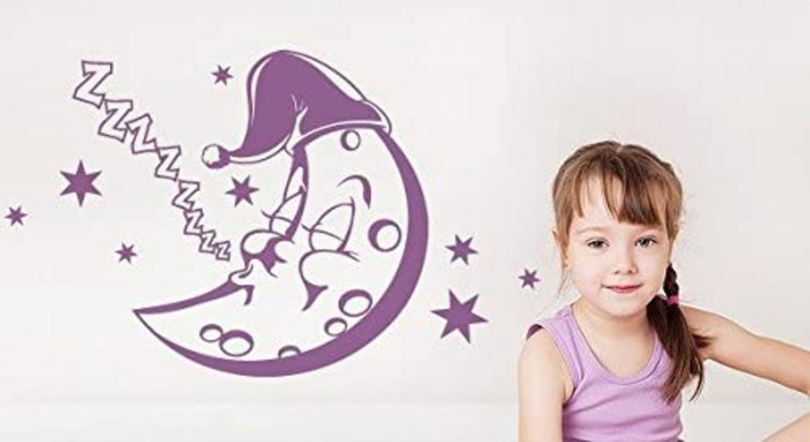 Trinx Stickers Trinx Sleeping Moon Cute Children Decal Girls Room Boys Room Nursery ...