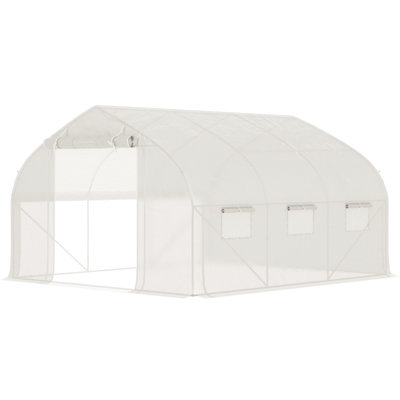 Walk-In Greenhouse 11.5'X10'x6.5', Galvanized Steel , Zippered Mesh Door, 7 Windows, Sidewalls, Protection, Plant Nursery Hot House Greenhouse, Construction, ,