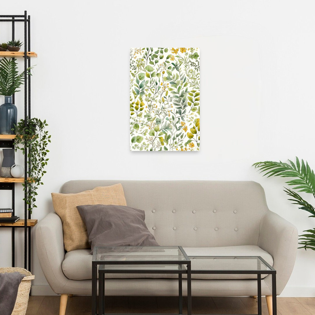 Natural Watercolor Foliage Delicate Organic Abstract Nature Plant Wall Art Print