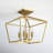 Hastings 4-Light 13" Lantern Geometric Semi Flush Mount in Warm Brass-67529284