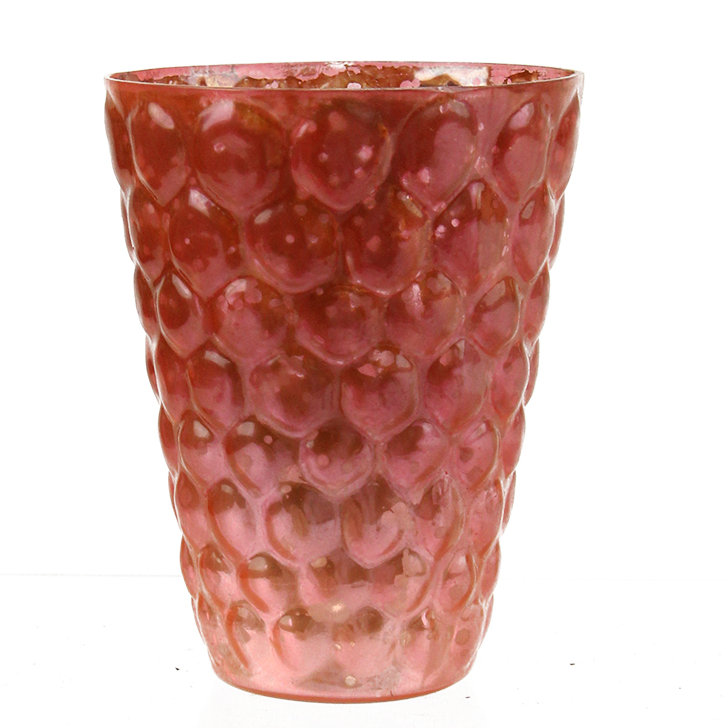 Porte-bougies décoratives en verre mercurisé texturé rose et argenté 4,5 po, Rose