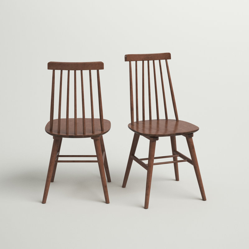 Alvie Modern Farmhouse Windsor Back Dining Chairs (Set of 2), Walnut