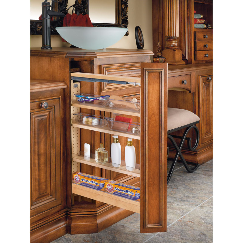 Meuble de rangement en bois pour meuble-lavabo avec fermeture en douceur, H 26,0 po x l 3,0 po x P 19,0 po
