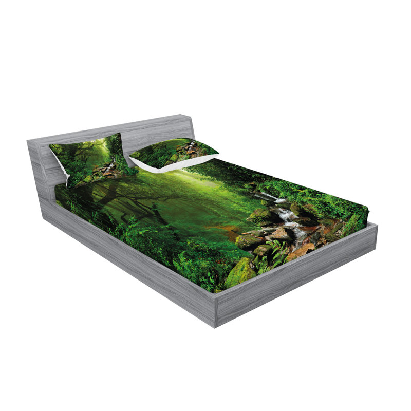 Drap-housse et coussin décoratif Ambesonne, Ensemble de draps pour grand lit + 5 pièces suppl