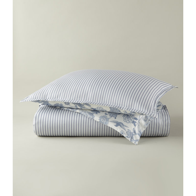 Highgrove Toile Classic Printed Duvet Sets, Blue Striped, King Duvet Cover + 2 King Shams