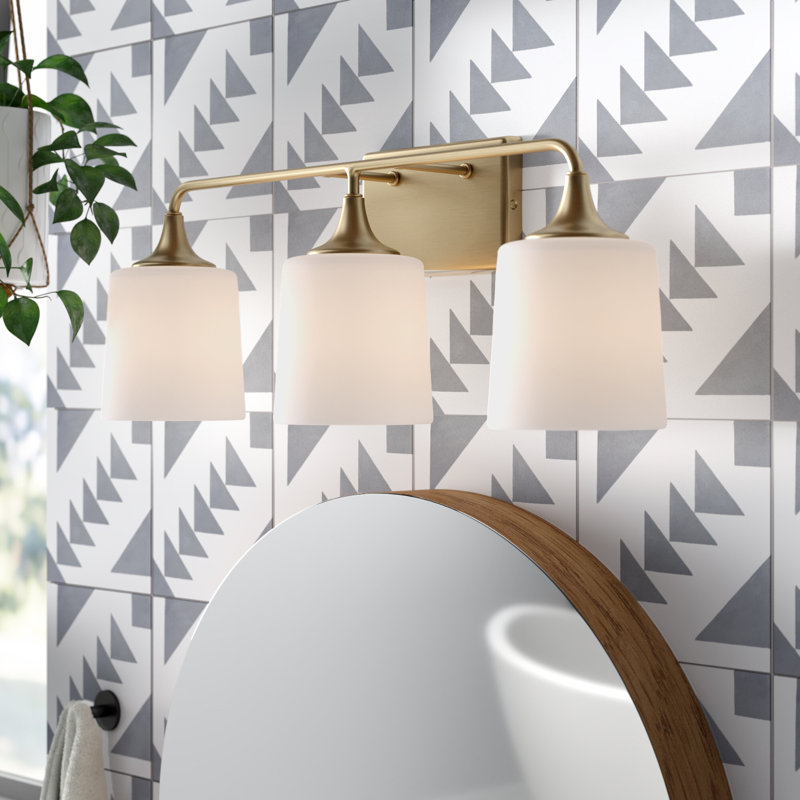 Éclairage pour meuble-lavabo à intensité variable en acier 3 lumières avec support Pudsey, Laiton vieilli