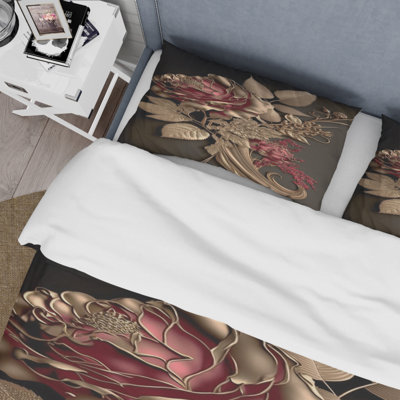Gilded Rose Vintage Glam I - Floral Duvet Cover Set - Microfiber Polyester