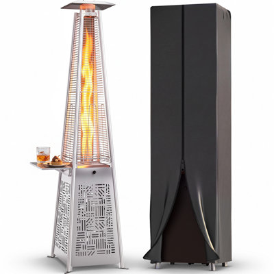 Chauffe-terrasse au propane en forme de pyramide de 48 000 BTU avec panneau latéral Edrosie Inc