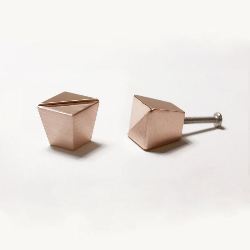 Pyramid Square Knob, Buffed/Polished Copper