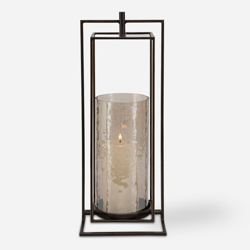 18.5'' H Iron Tabletop Lantern with Candle Included