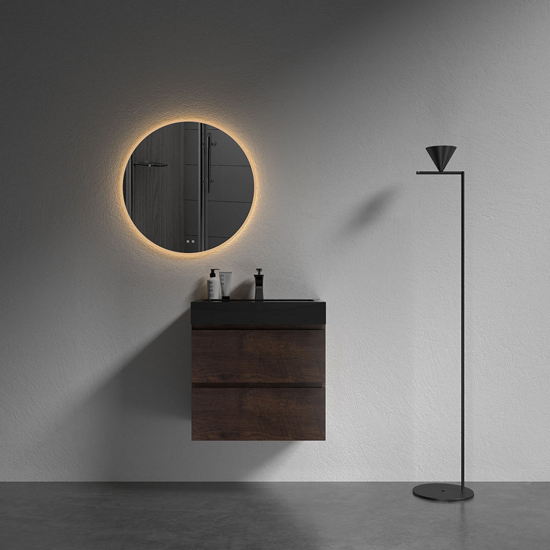 BB02-24-109, lavabo à quartz intégré SANS drain et robinet, couleur noir mat