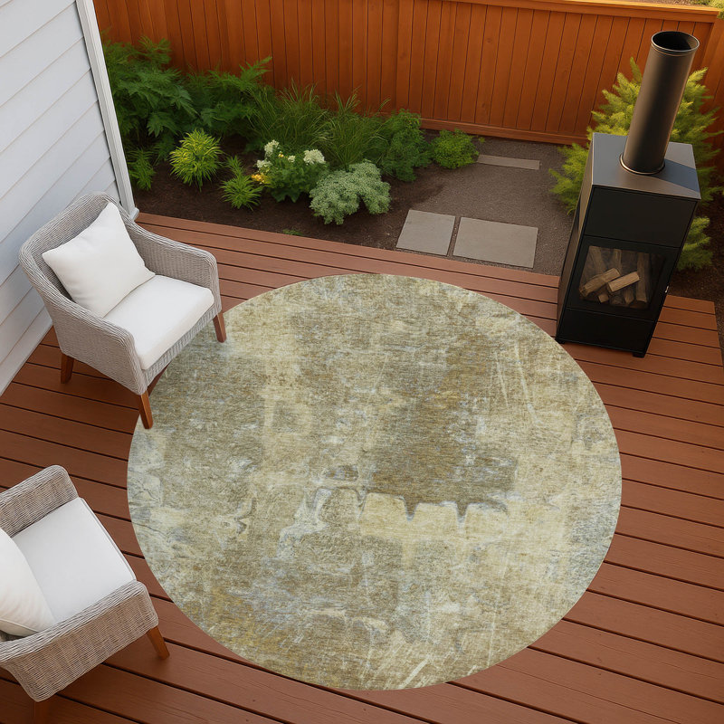 Machine Washable Indoor/Outdoor Kadyn ACN2226 Abstract Rug, Round 8'