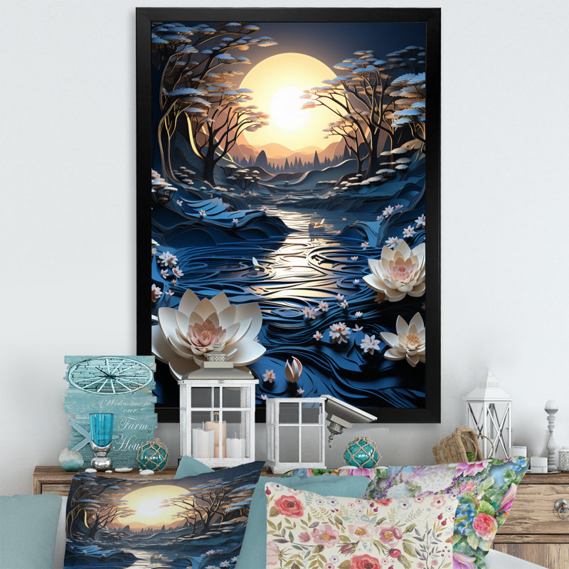 Winters Reflection Papercut III, reproduction d'art sur toile, H 20 po x l 12 po x P 1 po, Cadre simple noir
