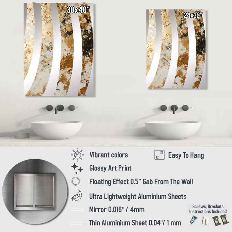 Miroir mural Pattillo - Champagne MIR137320, 32 po x 24 po