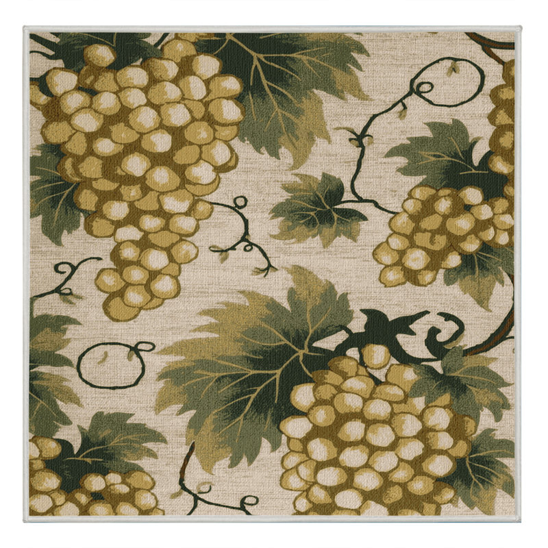  Tapis lavable raisin champagne et fruits, Carré 7 pi