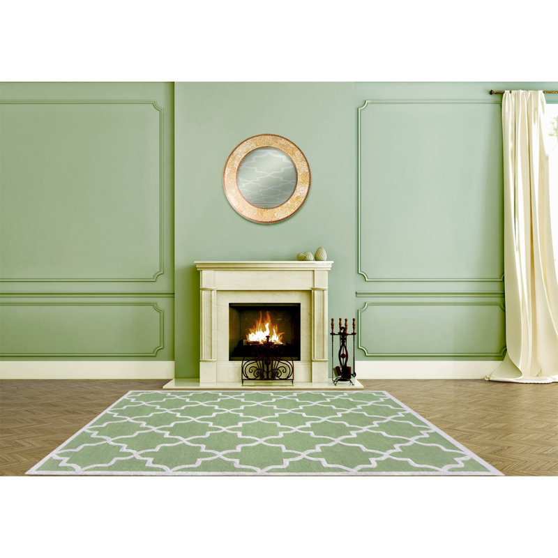 Tapis de surface vert lime touffeté à la main Siesta Arcade, Rectangle 8 pi x 10 pi