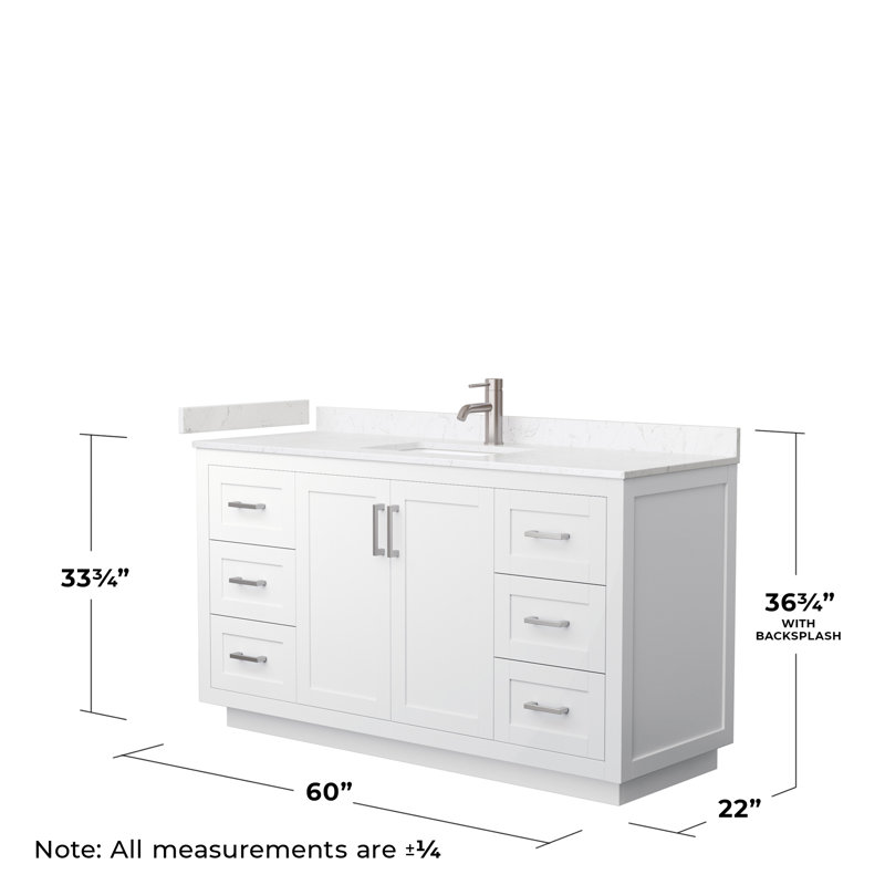 Miranda 60" White Freestanding Single Bathroom Vanity with Cultured Marble Top