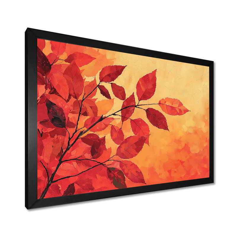 Automne, coucher de soleil sur feuille d'érable III - feuilles, art mural, Reproduction encadrée d'une seule photo sans pass
