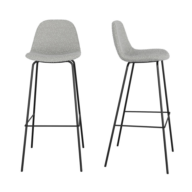 Tabouret de bar et de comptoir Kinlaw, Tabouret de bar (siège d’une hauteur de 30,5 po, Boucle gris