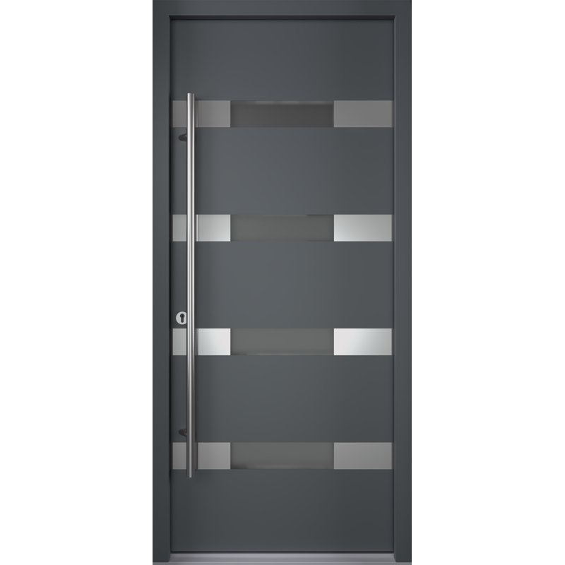 Porte d'entrée en acier pré-suspendue, Côté gauche, Antracite