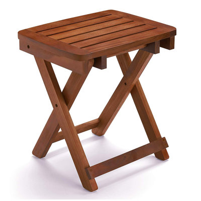 Portable Shower Bench-Bamboo Folding Shower Stool Seat Chair Fully Assembled-Hold Up To 500 LBS