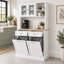 Armoire de cuisine de 172 cm (67,7 po) de hauteur avec portes vitrées, tiroirs et poubelle basculante de 75 litres (20 gallons) - Style campagnard - Blanc-1496094135