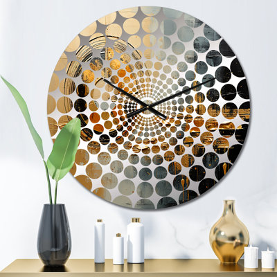 Golden Gleam IV - Abstract Collages Wall Clock