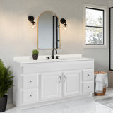Concord 61 Inch Bathroom Vanity with Cultured Marble Top, Assembled, White