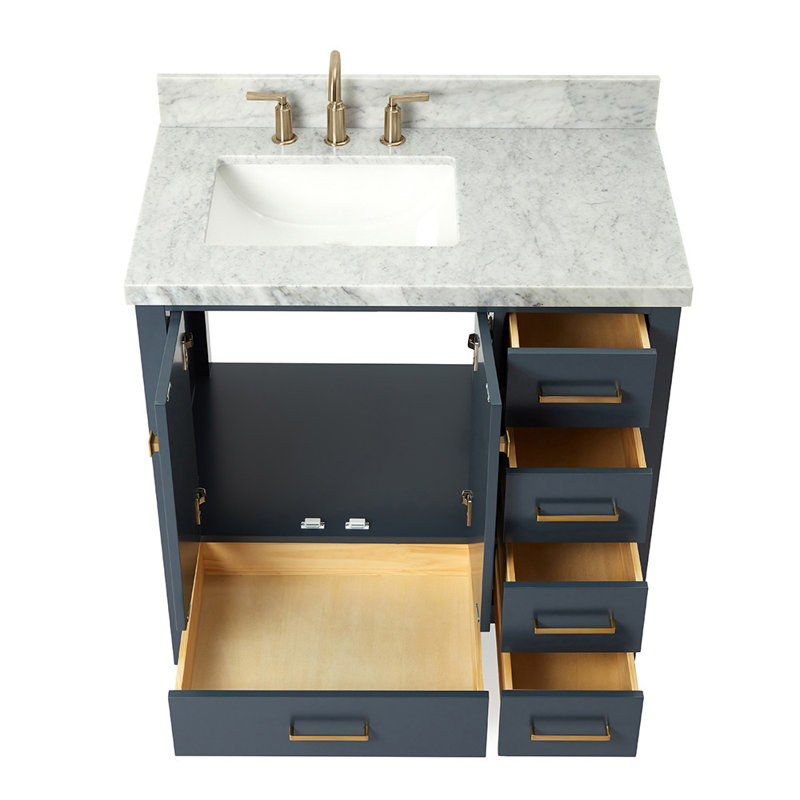 Ensemble de meuble-lavabo simple 37 po Cambridge, Bleu minuit, Forme rectangulaire