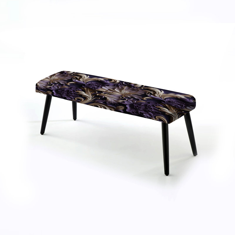 Banc rembourré noir, Glam majestueux mauve profond