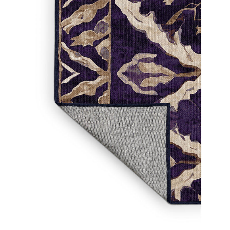 Machine Washable Purple Area Rug, Rectangle 3' x 5'