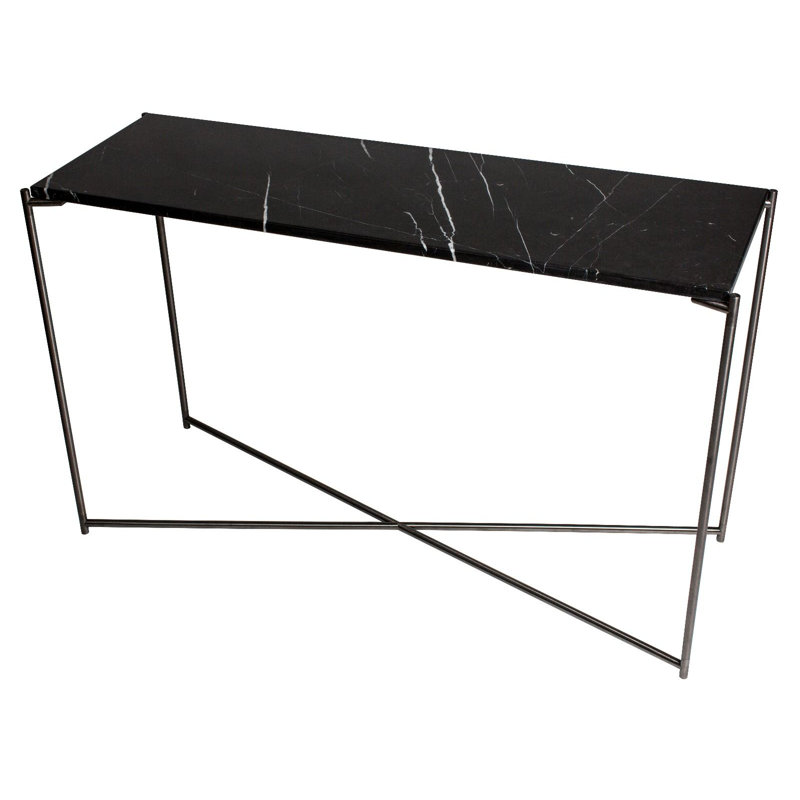 Bedell Console Table, Black, Metal, 74.7cm H x 123.3cm W x 42.5cm D