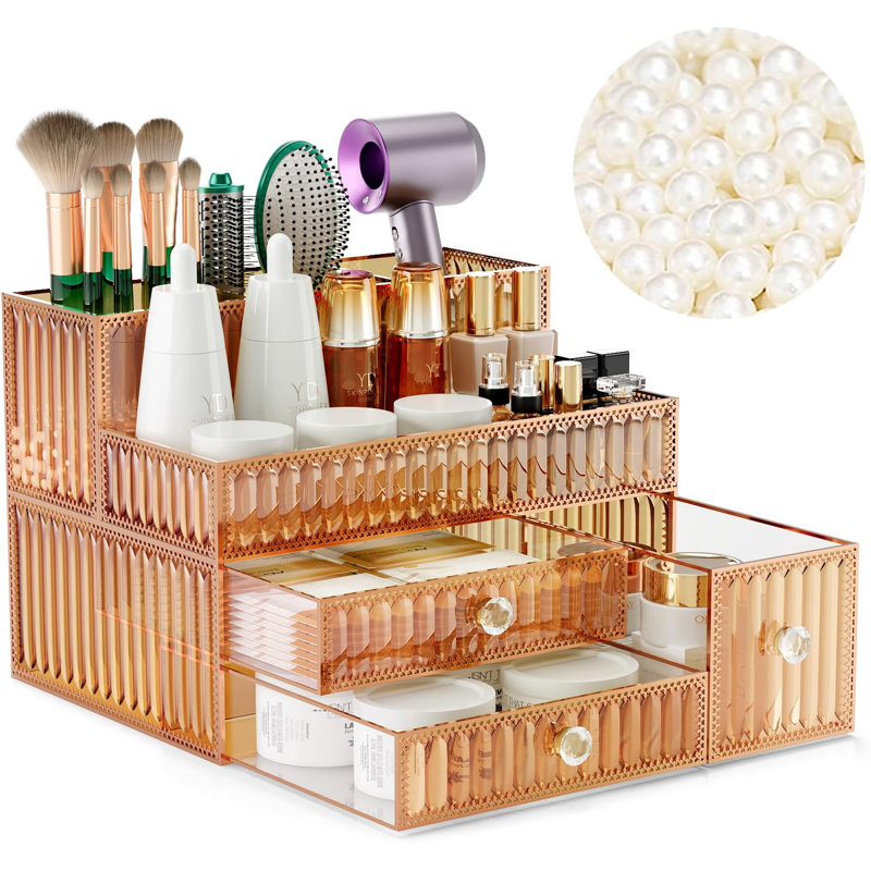 Organisateur de maquillage en verre trempé Golden