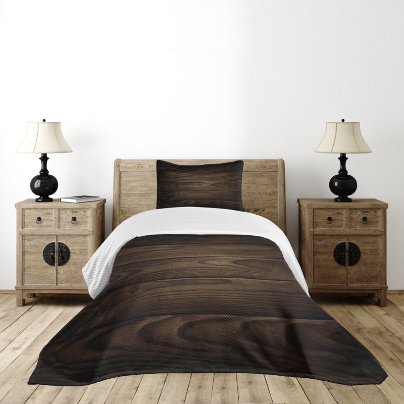 Twin White and Brown Quilted Bedspread Set